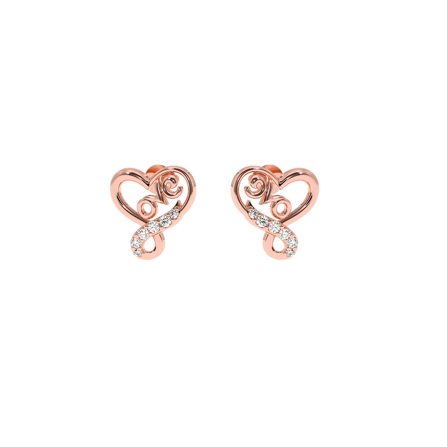 SolitaireKart 0.28 Carat Lab Grown Diamond Infinity Heart Earrings